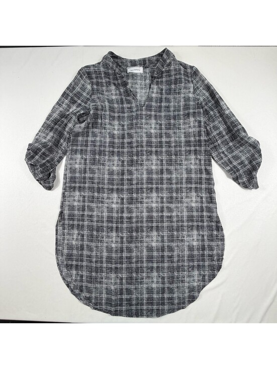 Ces Femme Tops - Ces Femme Black and White Plaid Long Sleeve Blouse